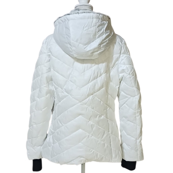 Nautica Cozy White Puffer Jacket Hoodie Women's Size L - Picture 5 of 8